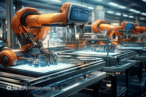 未來派智能工廠的機(jī)械臂